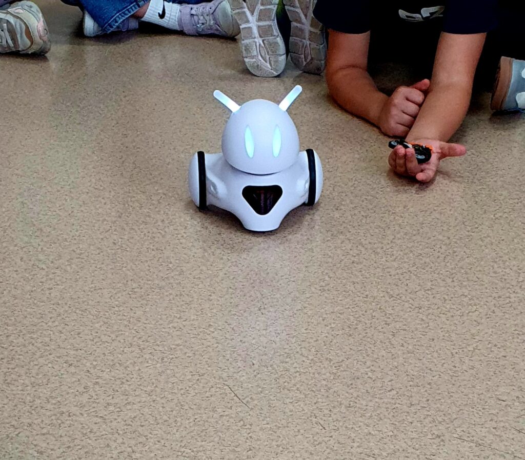 Robocik sterowany przez chłopca pilotem