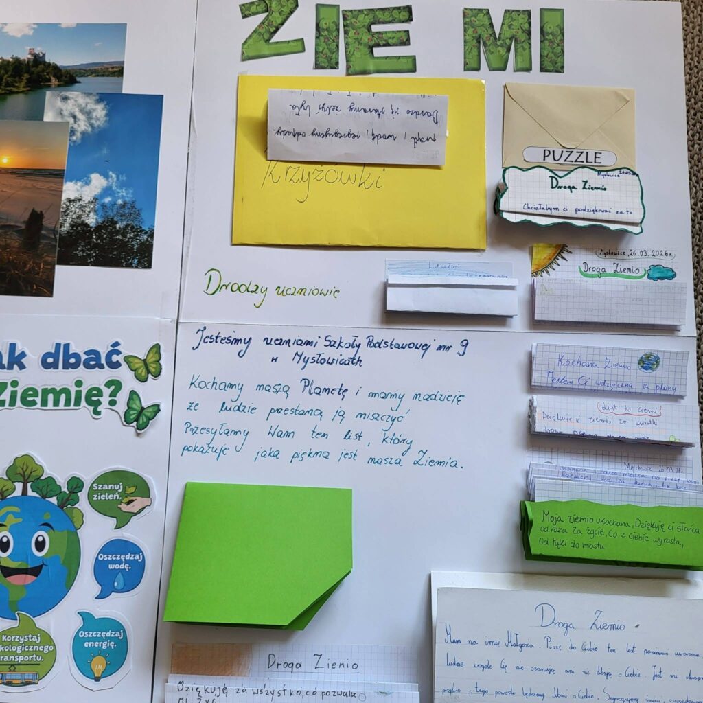 Plakat z listami napisanymi przez dzieci