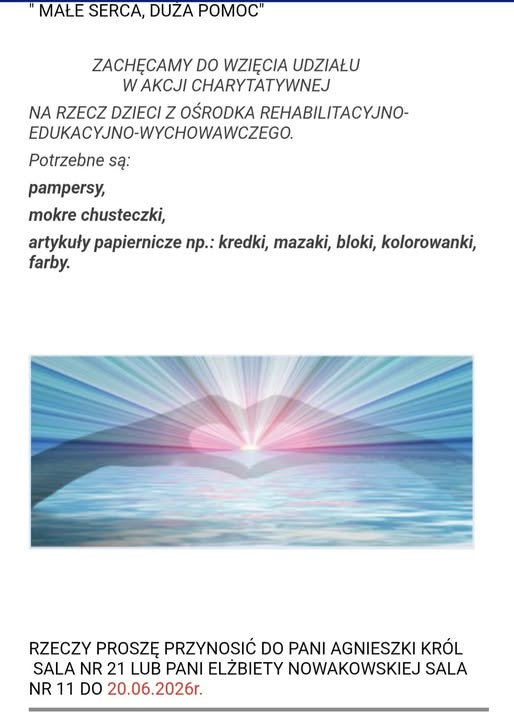 Plakat - zbiórka najpotrzebniejszych rzeczy